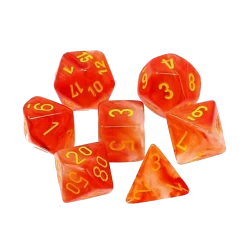 (ONLINE) DRAGON IMPORTS & COLLECTIBLES LLC Dice Menagerie 9: Ghostly Glow Poly Orange/Yellow (7) - CHESSEX
