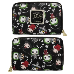 (ONLINE) DRAGON IMPORTS & COLLECTIBLES LLC BEETLEJUICE AOP ZIP AROUND WALLET - LOUNGEFLY X Accessories